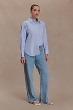 Hansen Oversized Shirt in Blue Pinstripe – Chic&Drifts