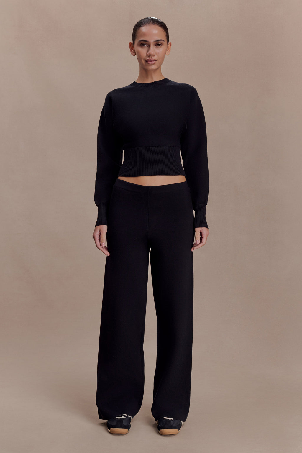 Kerrymae Straight Leg Knit Trousers - Black