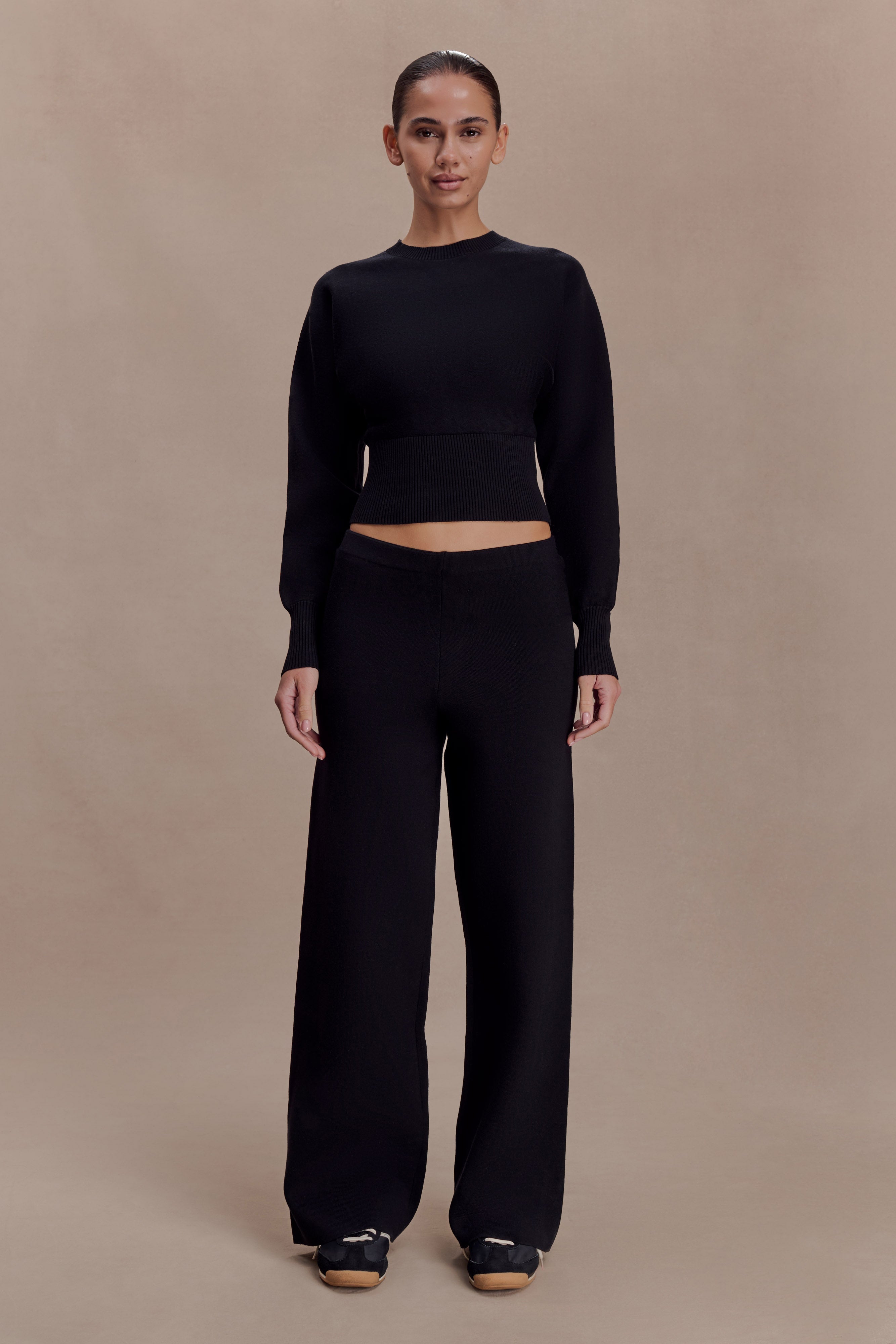 Kerrymae Straight Leg Knit Trousers - Black