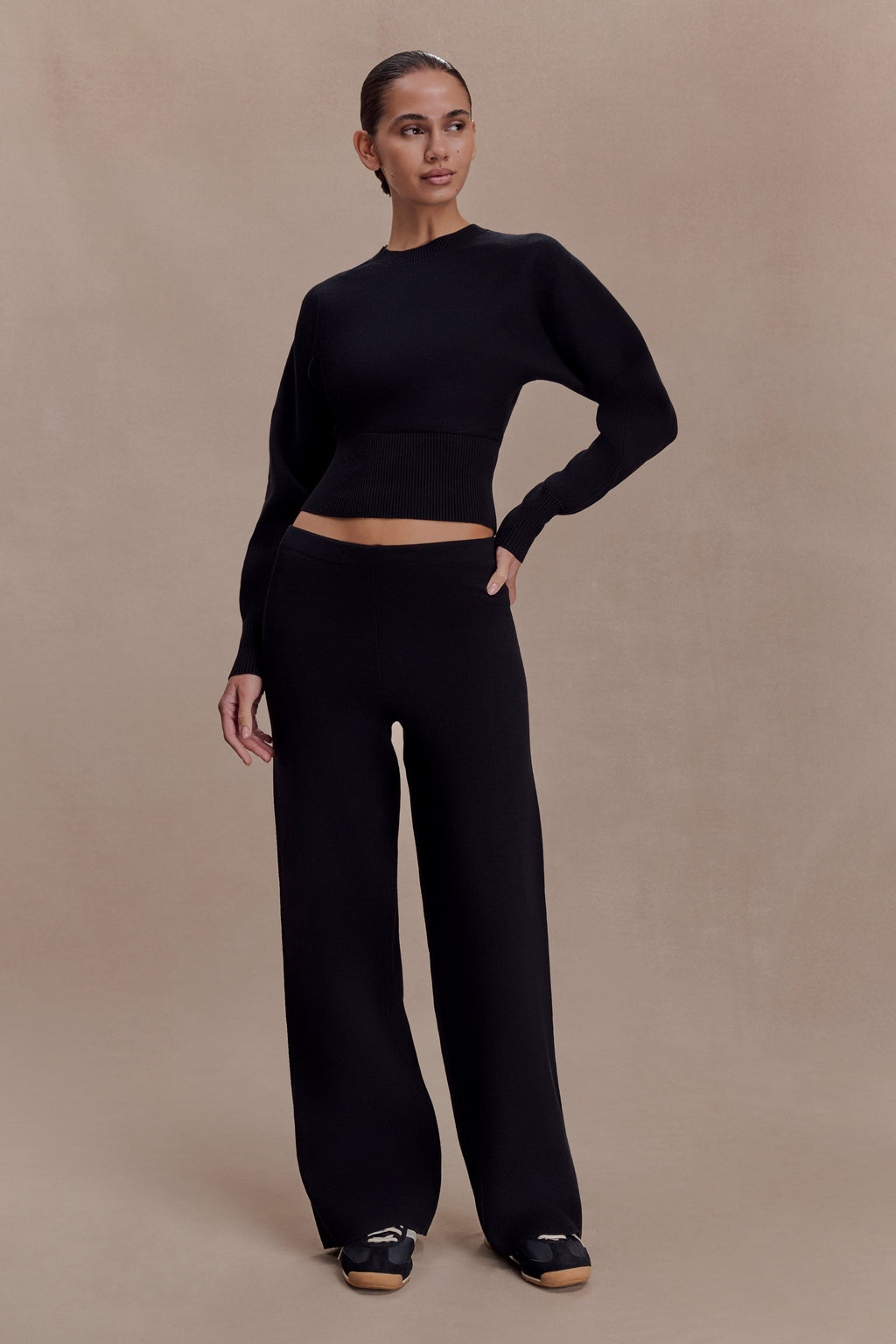 Kerrymae Straight Leg Knit Trousers - Black