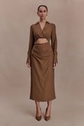 Cecilie Cut Out Shirt Midi Dress