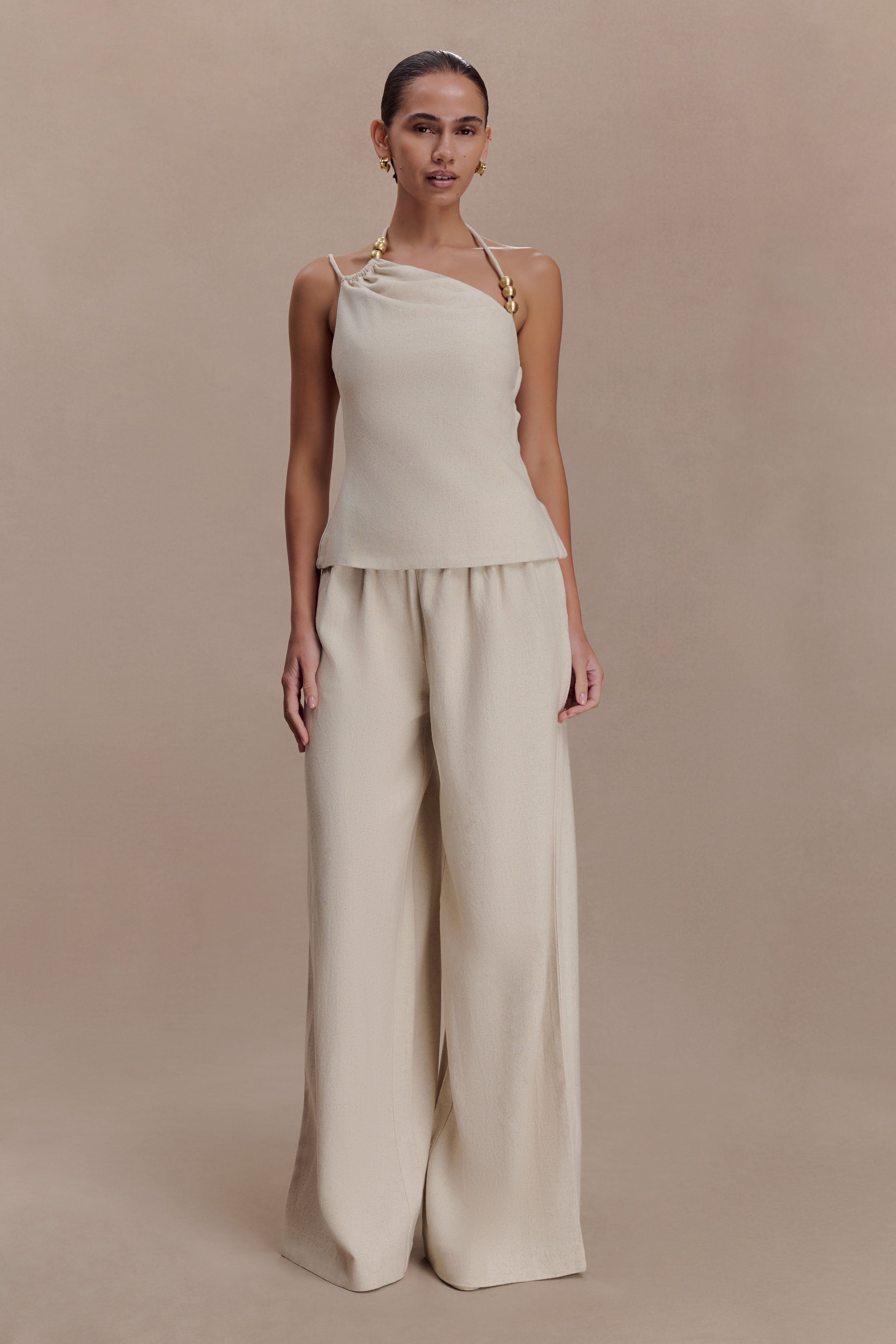 Gabby Straight Leg Linen Trousers - Natural