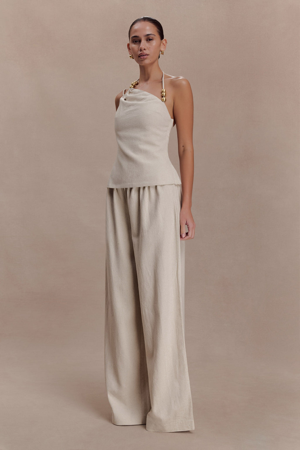 Gabby Straight Leg Linen Trousers - Natural