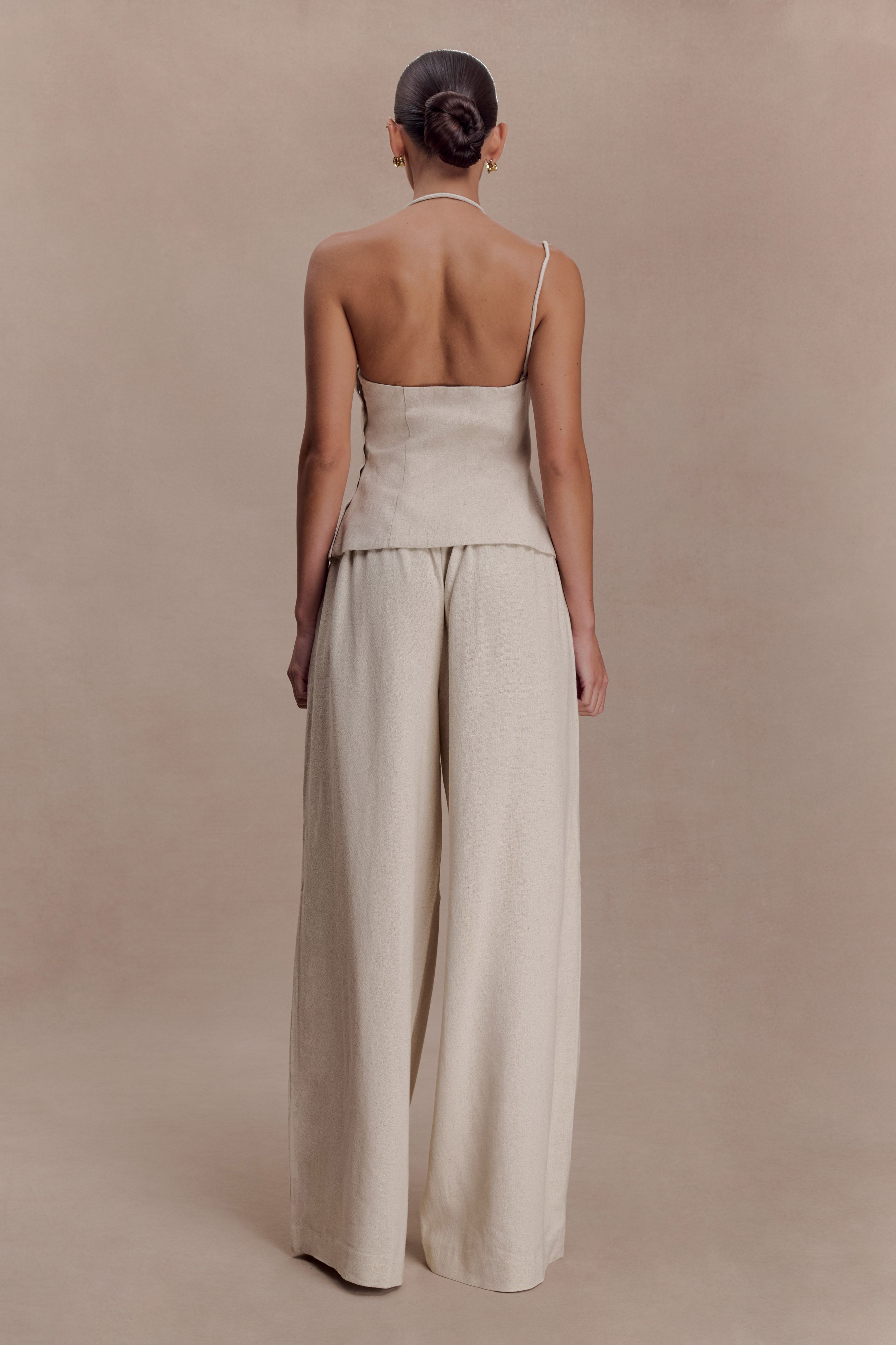 Gabby Straight Leg Linen Trousers - Natural