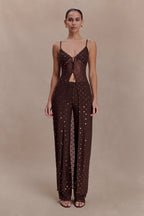 Jackie Longline Diamante Top in Chocolate – Chic&Drifts
