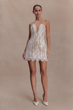 Zoey Lace Corset Mini Dress in Ivory – Chic&Drifts
