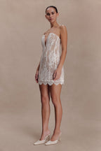 Zoey Lace Corset Mini Dress in Ivory – Chic&Drifts