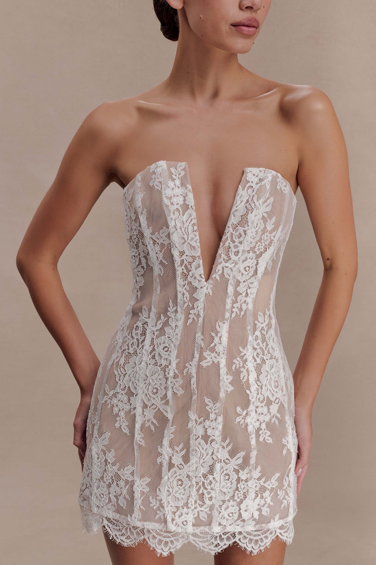 Zoey Lace Corset Mini Dress in Ivory – Chic&Drifts