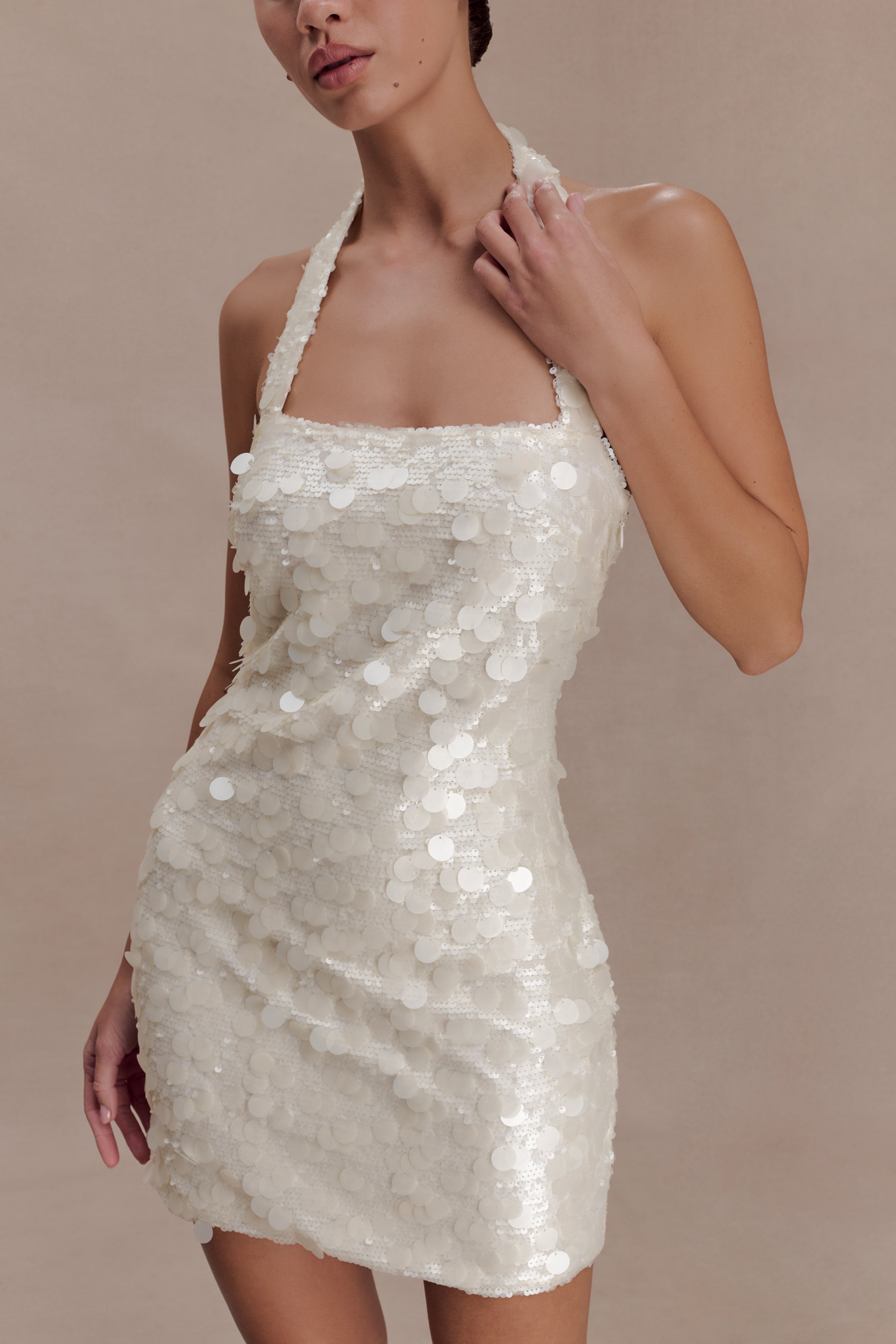 Caralee Sequin Halter Mini Dress