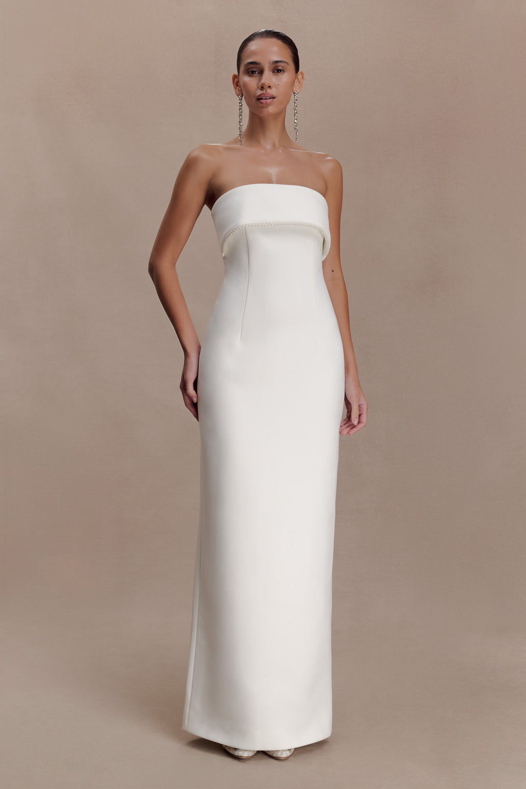Sloane Strapless Maxi Dress With Pearls
