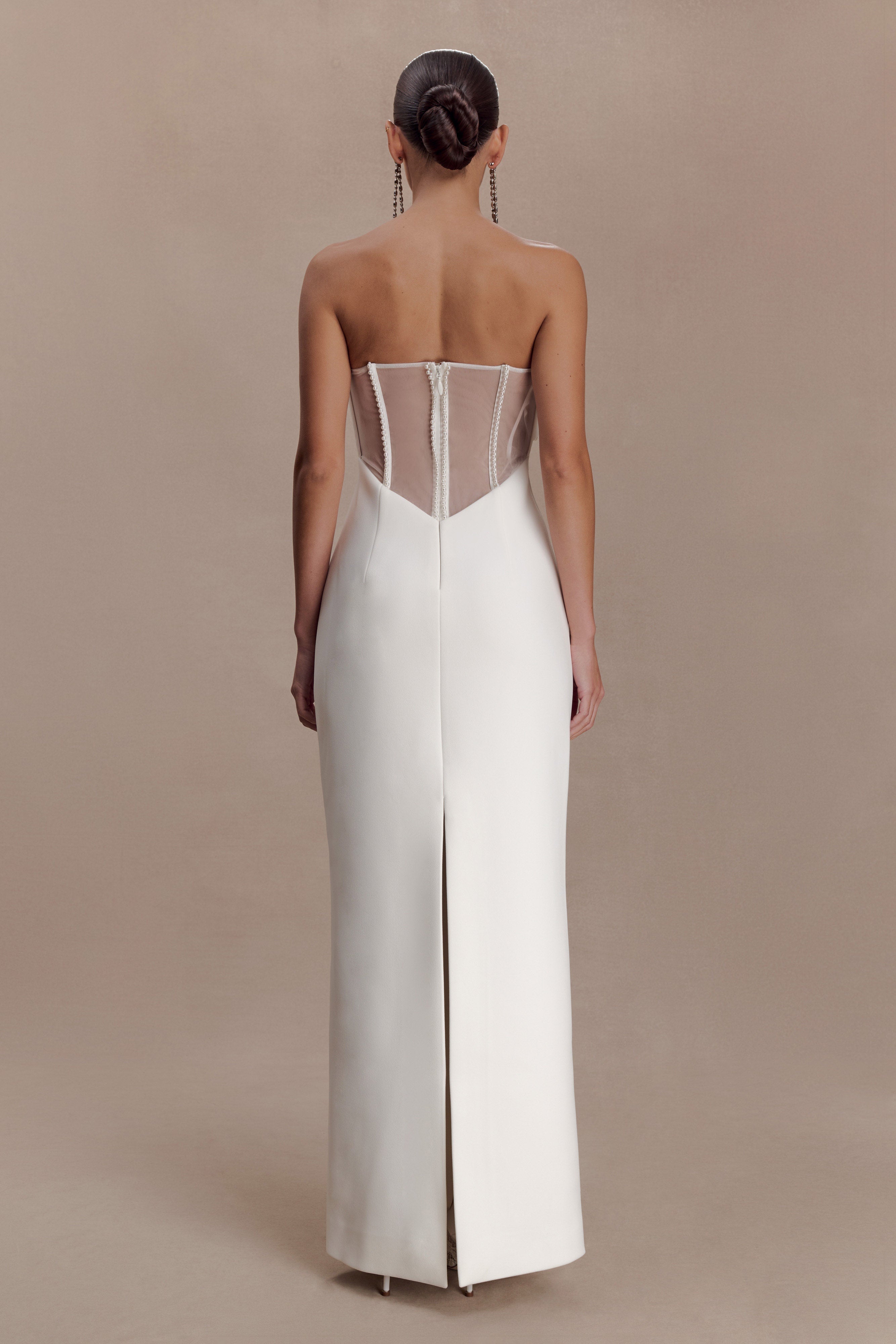 Sloane Strapless Maxi Dress With Pearls