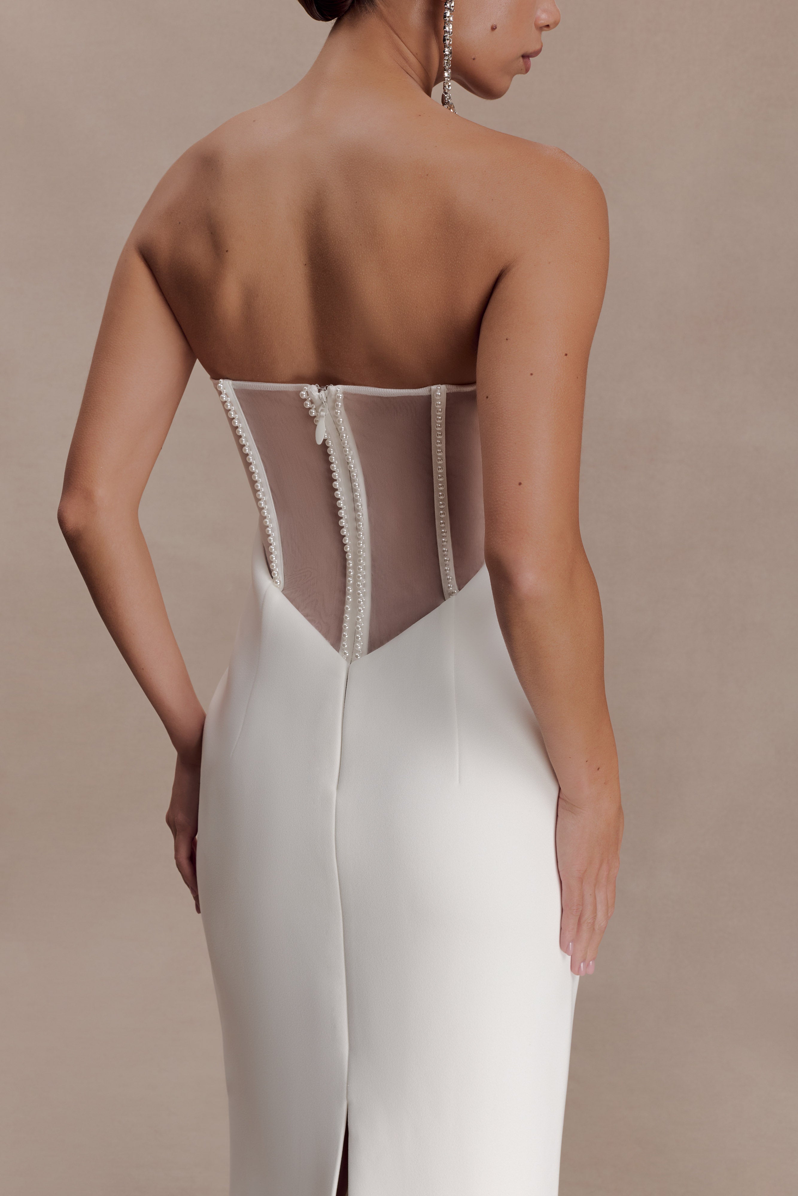 Sloane Strapless Maxi Dress With Pearls