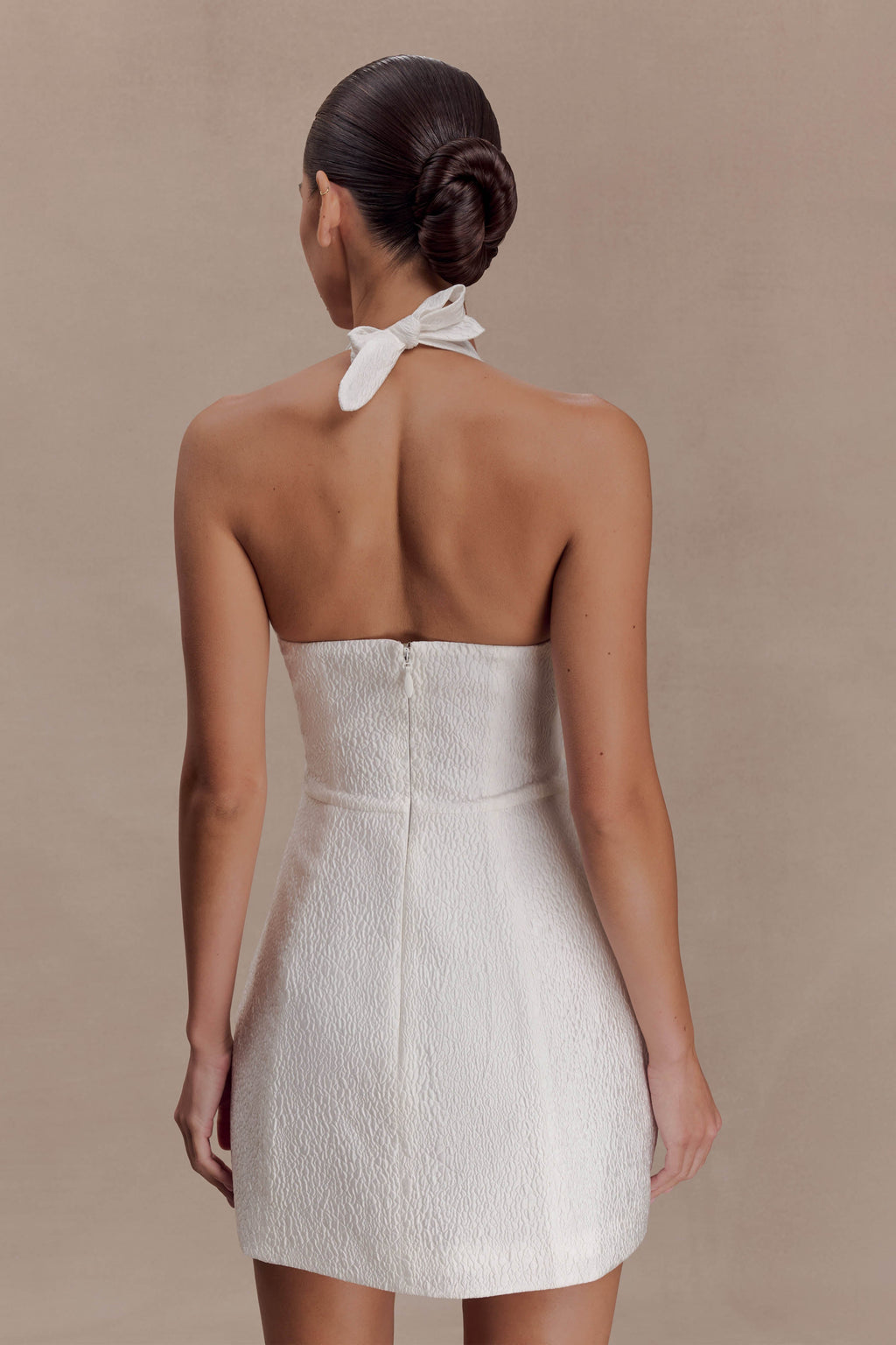 Ella Bow Detail Halter Mini Dress