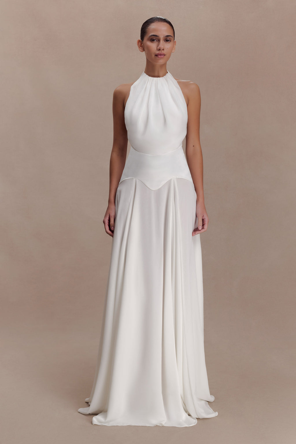 Susan Chiffon Halter Maxi Dress in Ivory – Chic&Drifts