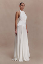 Susan Chiffon Halter Maxi Dress in Ivory – Chic&Drifts