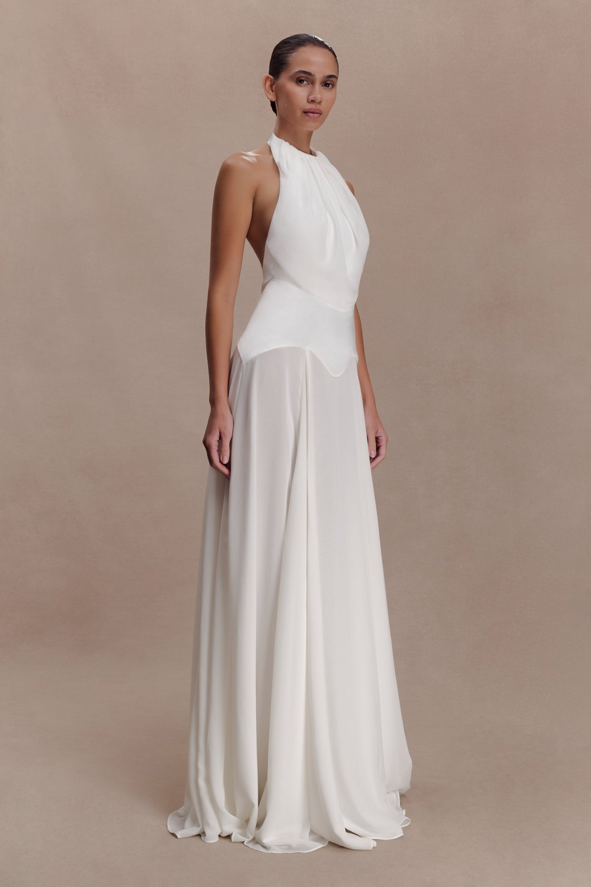 Susan Chiffon Halter Maxi Dress in Ivory – Chic&Drifts