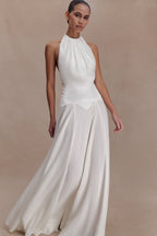 Susan Chiffon Halter Maxi Dress in Ivory – Chic&Drifts