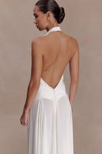 Susan Chiffon Halter Maxi Dress in Ivory – Chic&Drifts