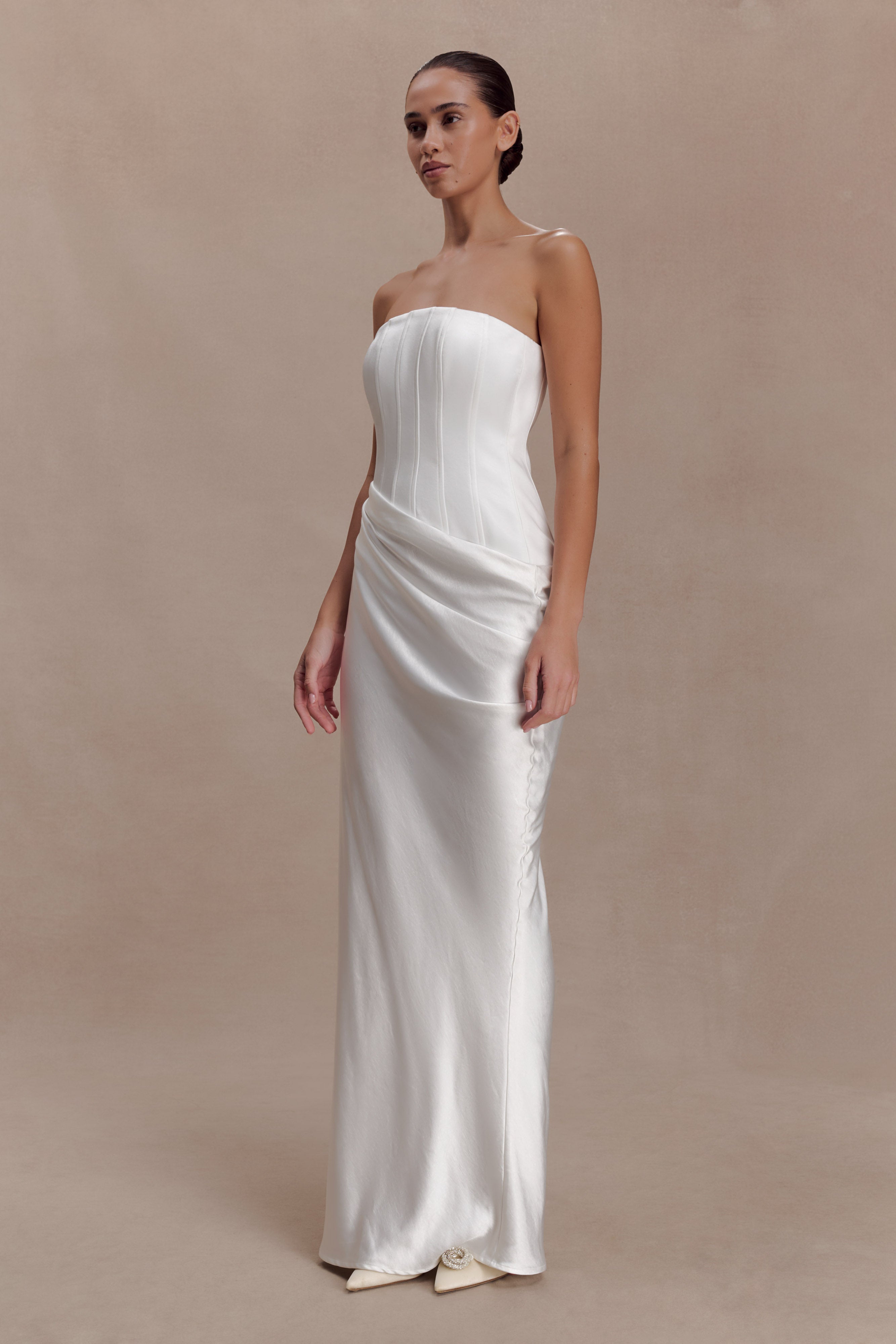Grace Strapless Draped Waist Maxi Dress