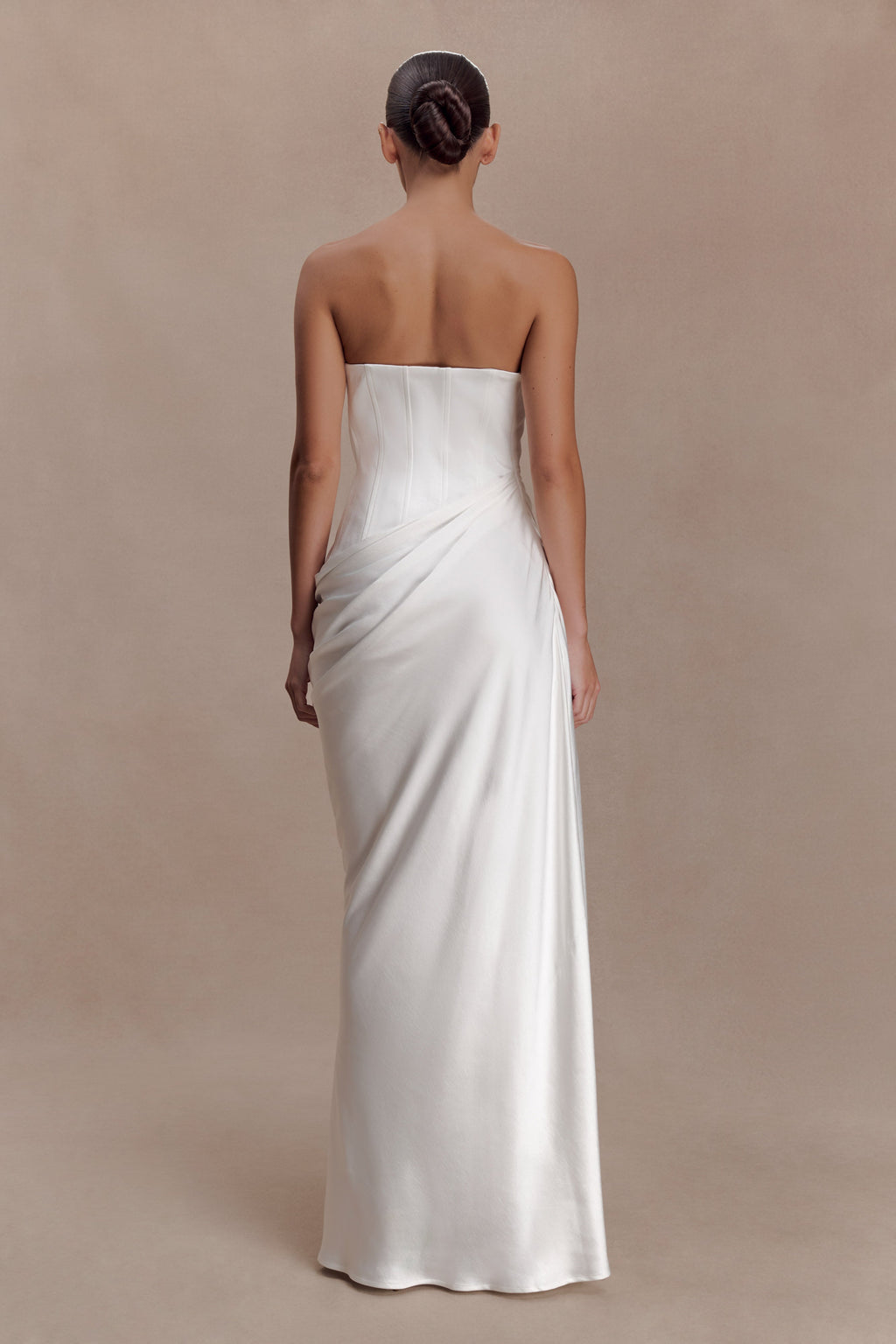 Grace Strapless Draped Waist Maxi Dress in Ivory – Chic&Drifts