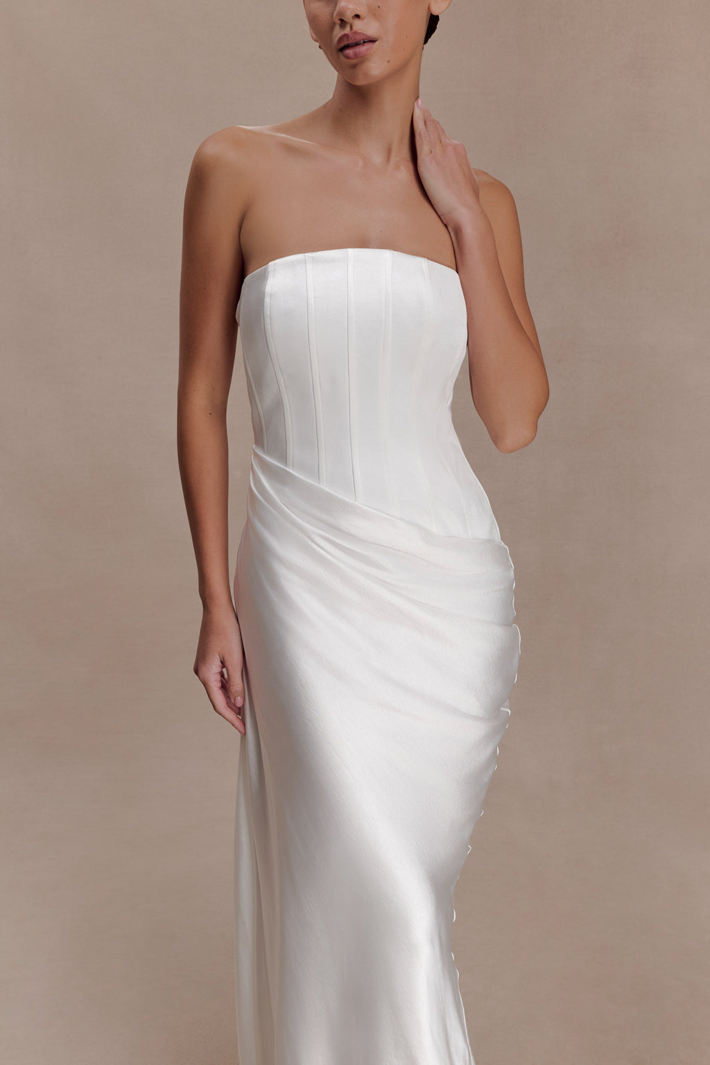Grace Strapless Draped Waist Maxi Dress