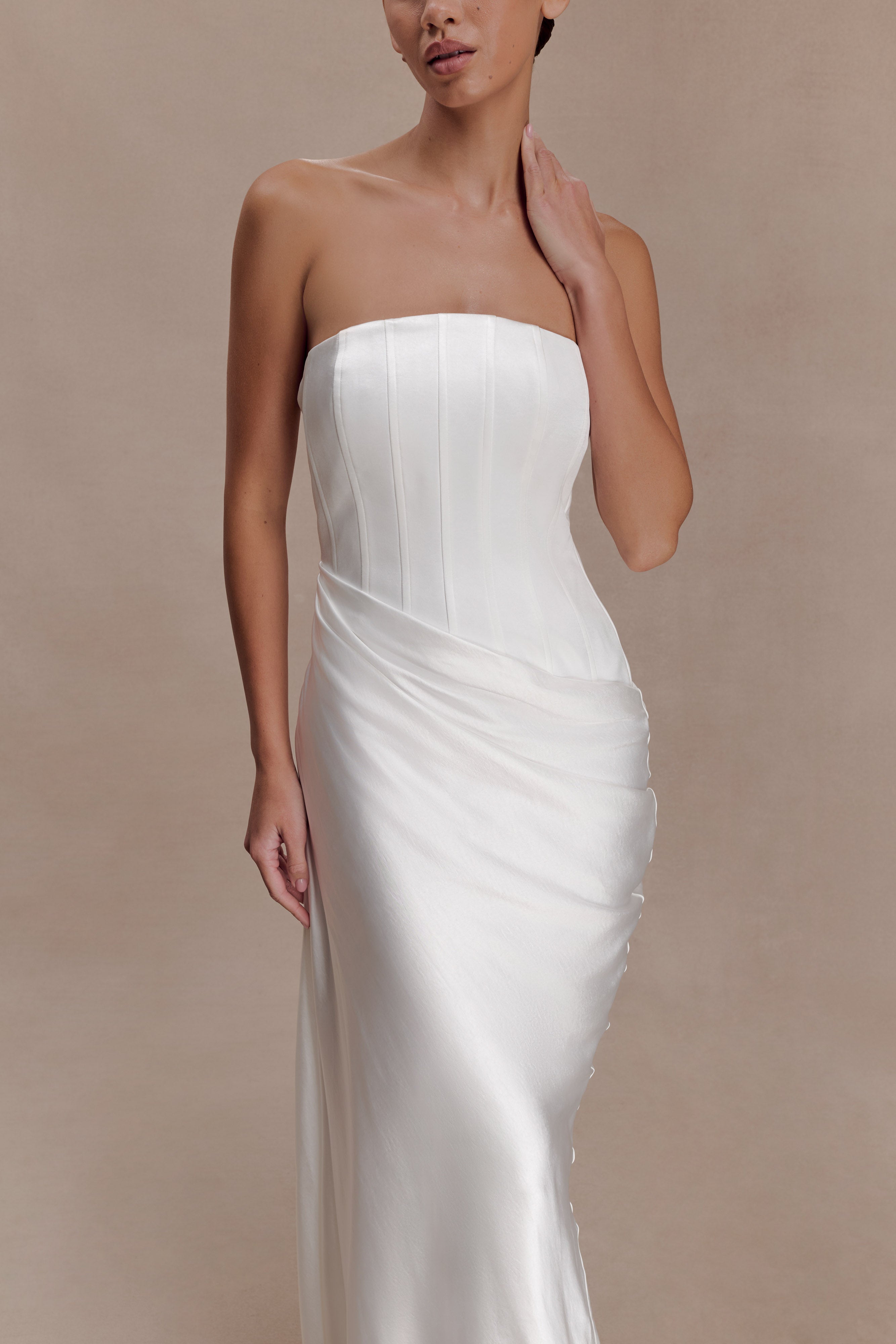 Grace Strapless Draped Waist Maxi Dress