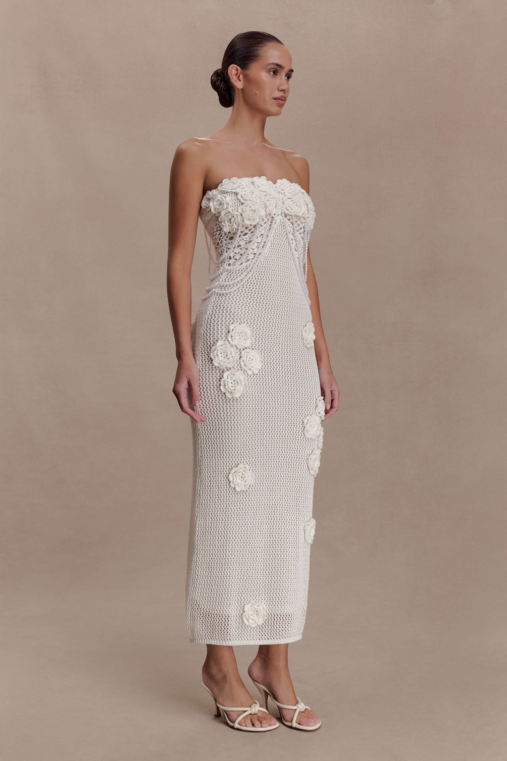 Samantha Crochet Midi Dress With Flowers