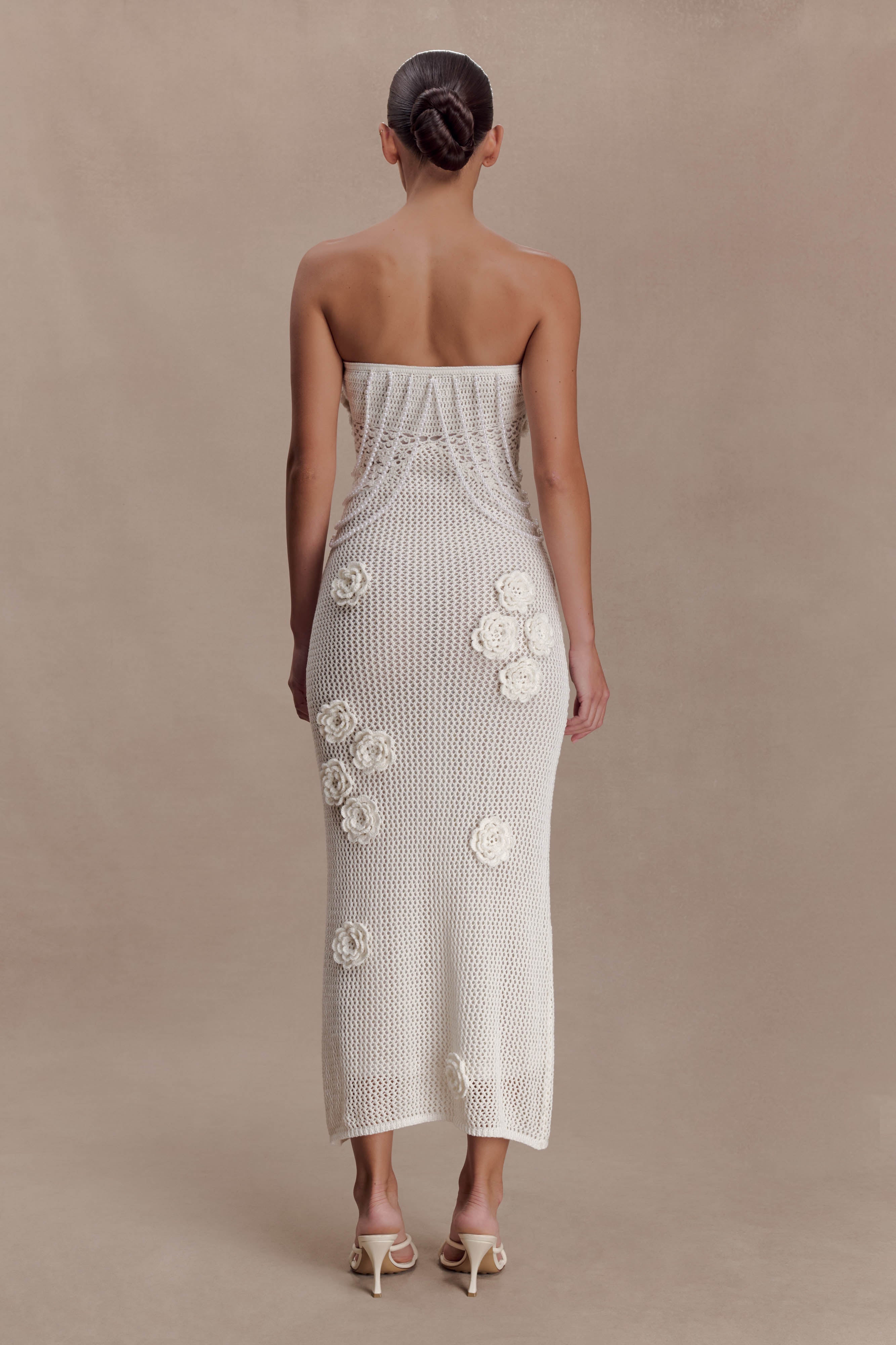 Samantha Crochet Midi Dress With Flowers