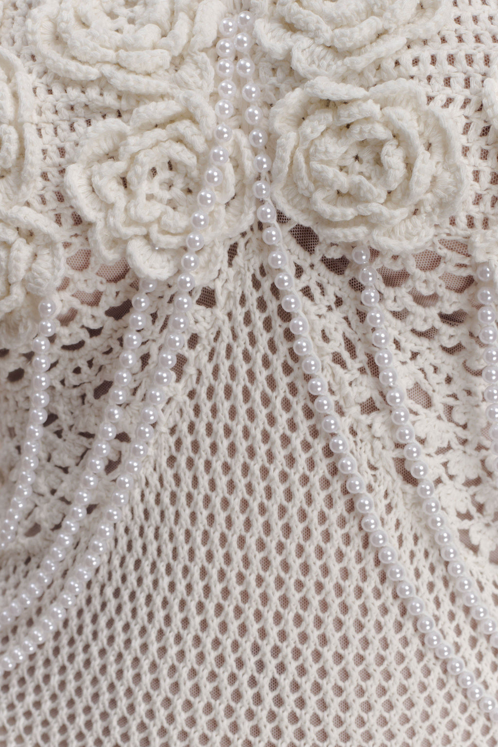Samantha Crochet Midi Dress With Flowers in Ivory – Chic&Drifts