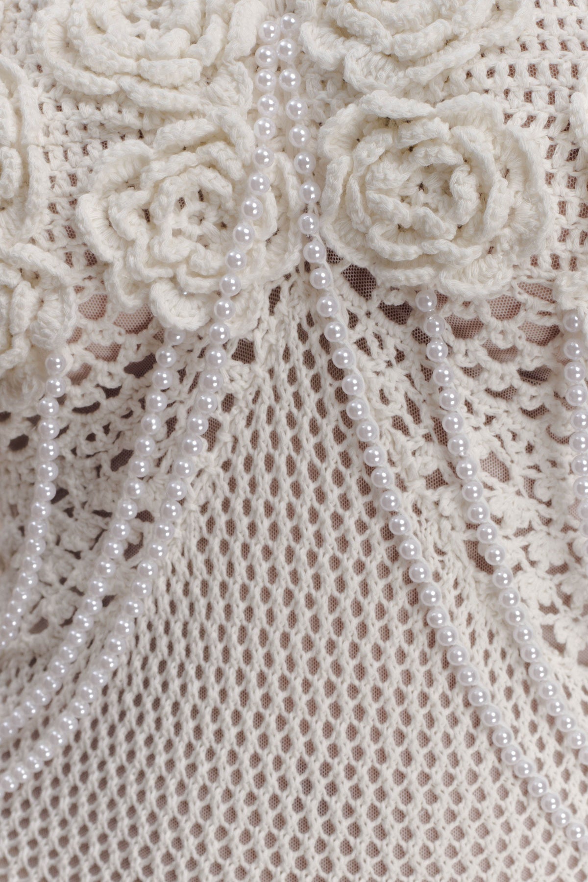 Samantha Crochet Midi Dress With Flowers in Ivory – Chic&Drifts