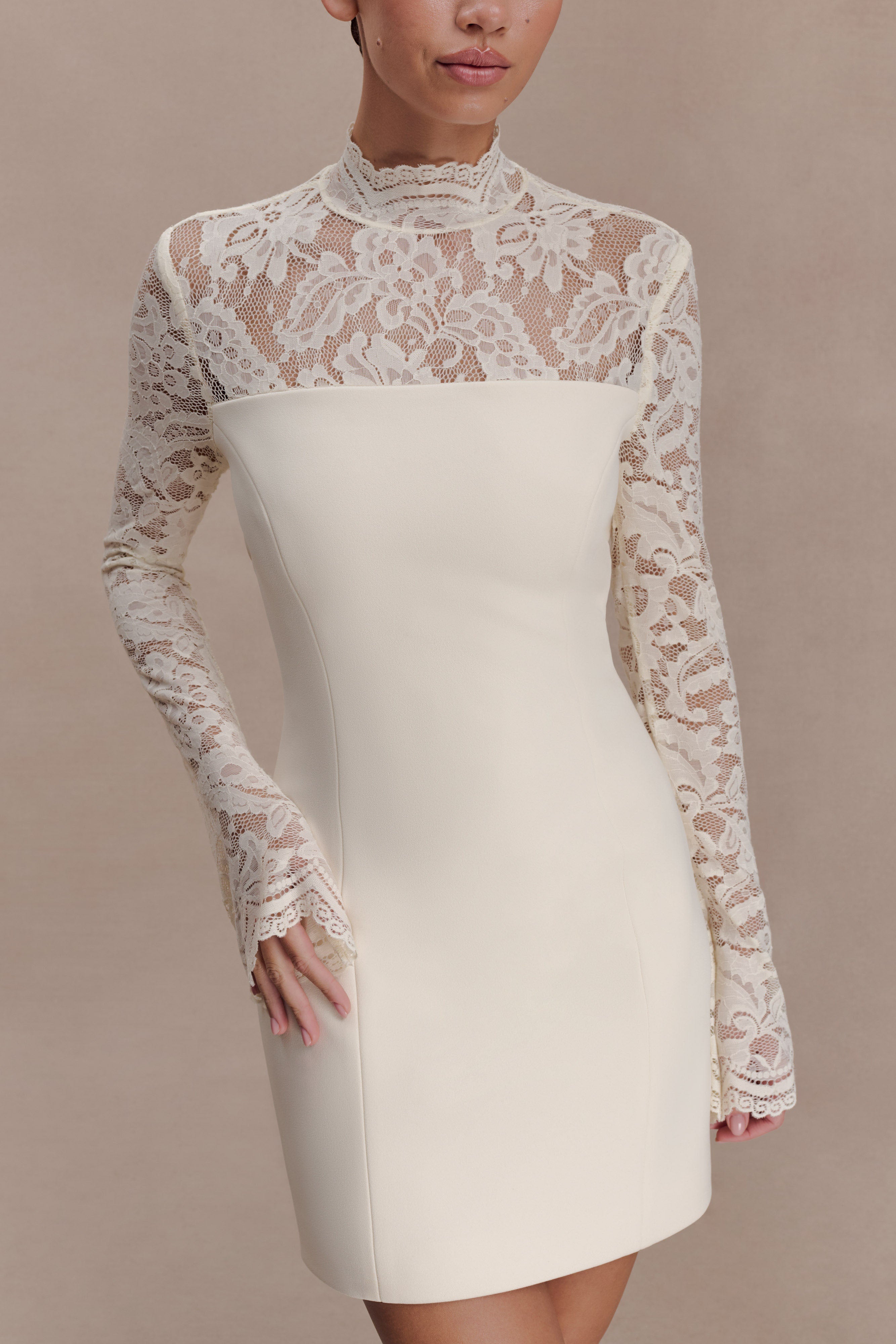 Aurelie Long Sleeve Lace Mini Dress