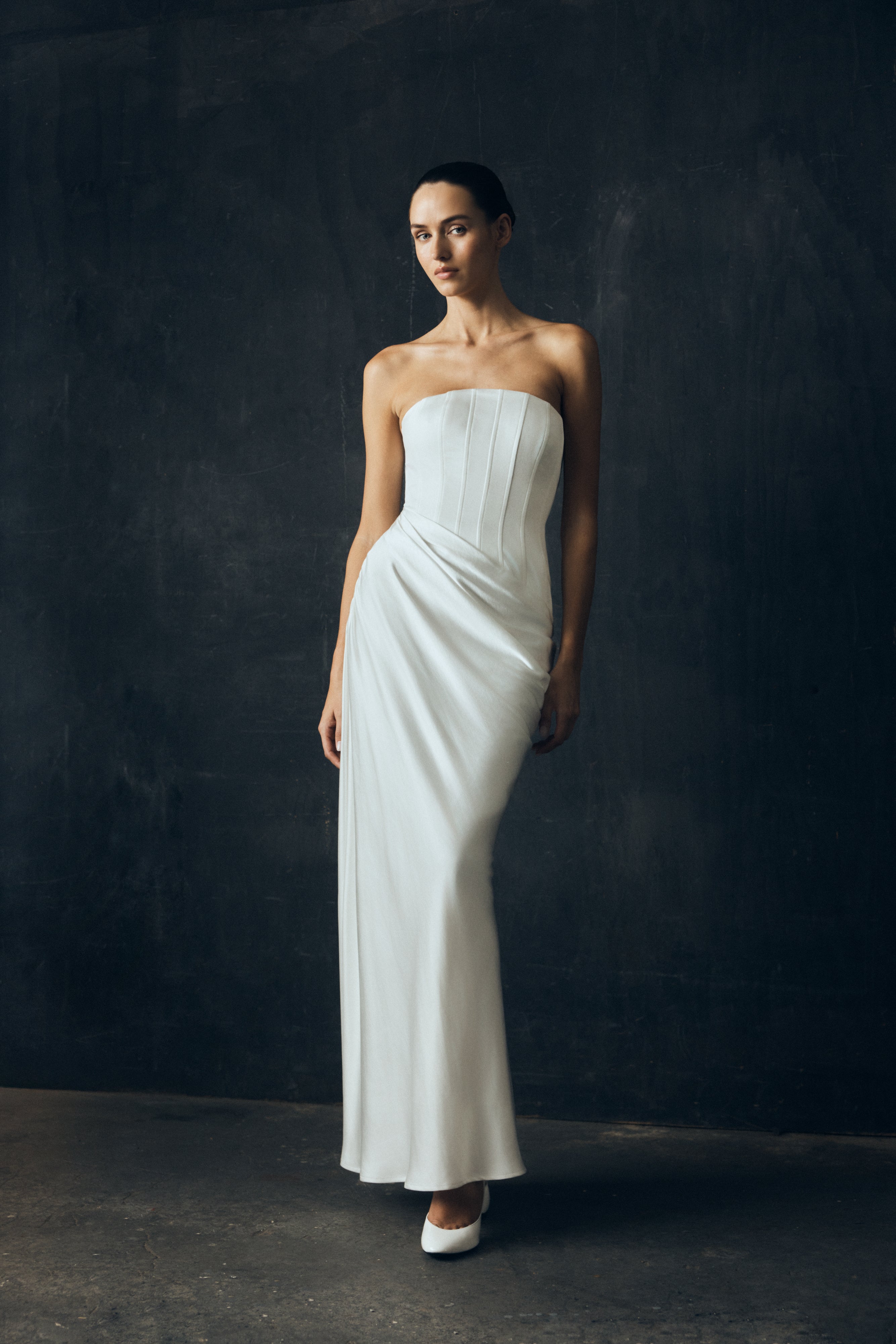 Grace Strapless Draped Waist Maxi Dress