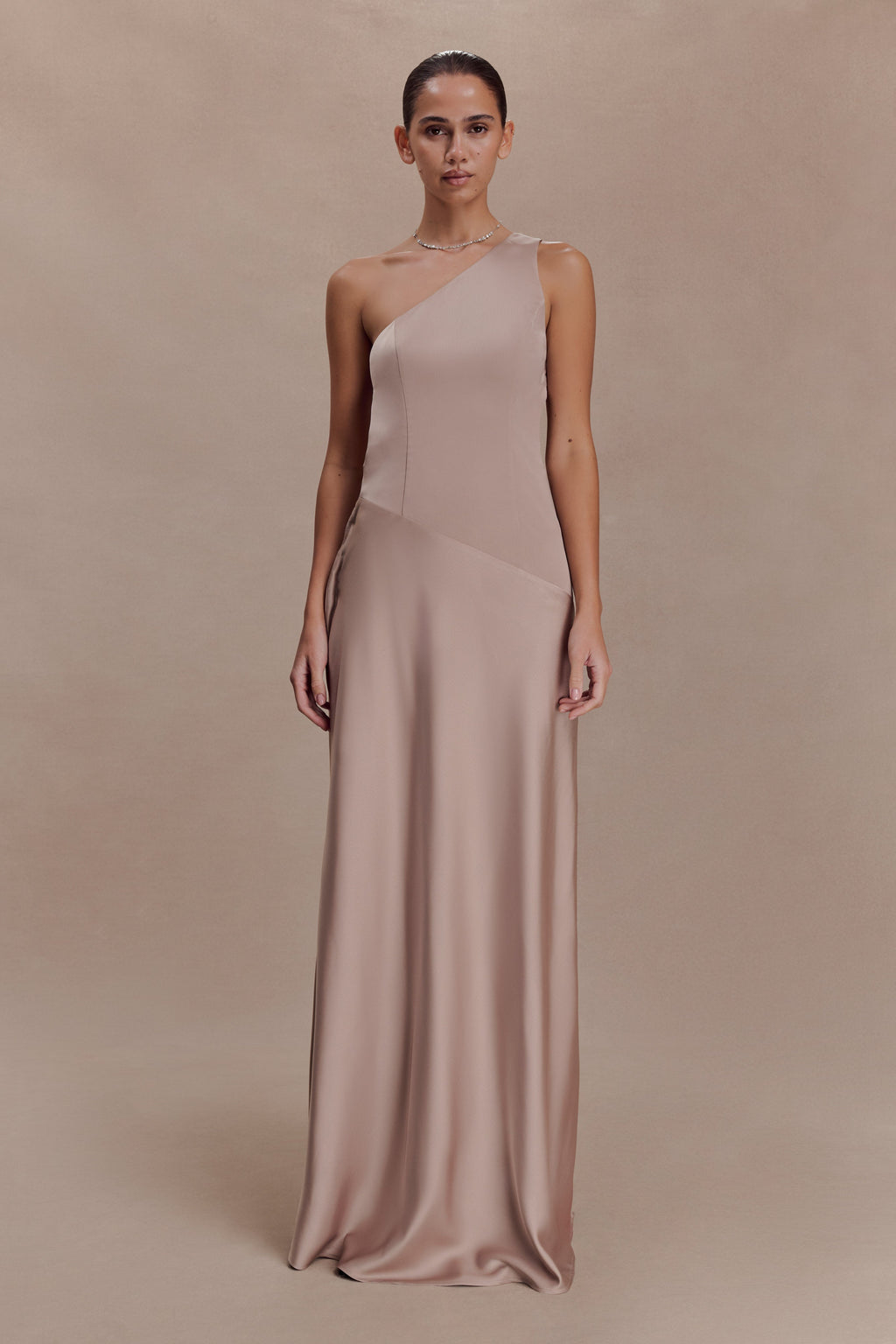 Lyla Asymmetrical Satin Maxi Dress