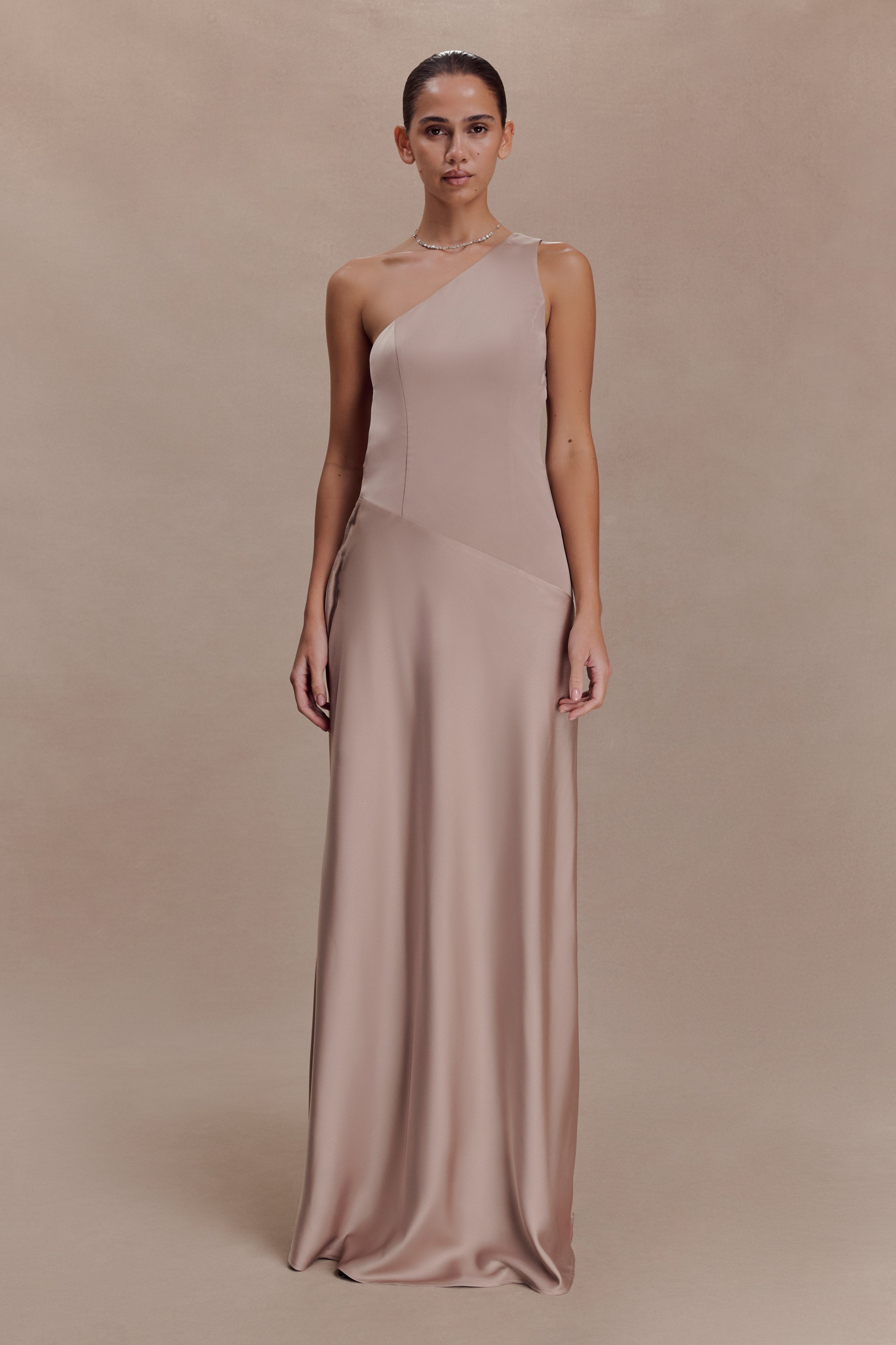 Lyla Asymmetrical Satin Maxi Dress