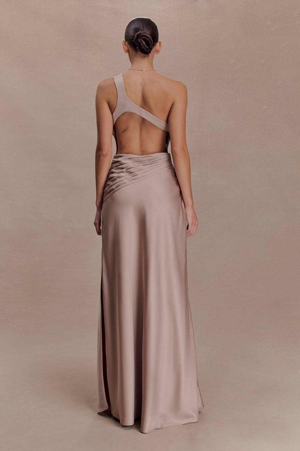 Lyla Asymmetrical Satin Maxi Dress