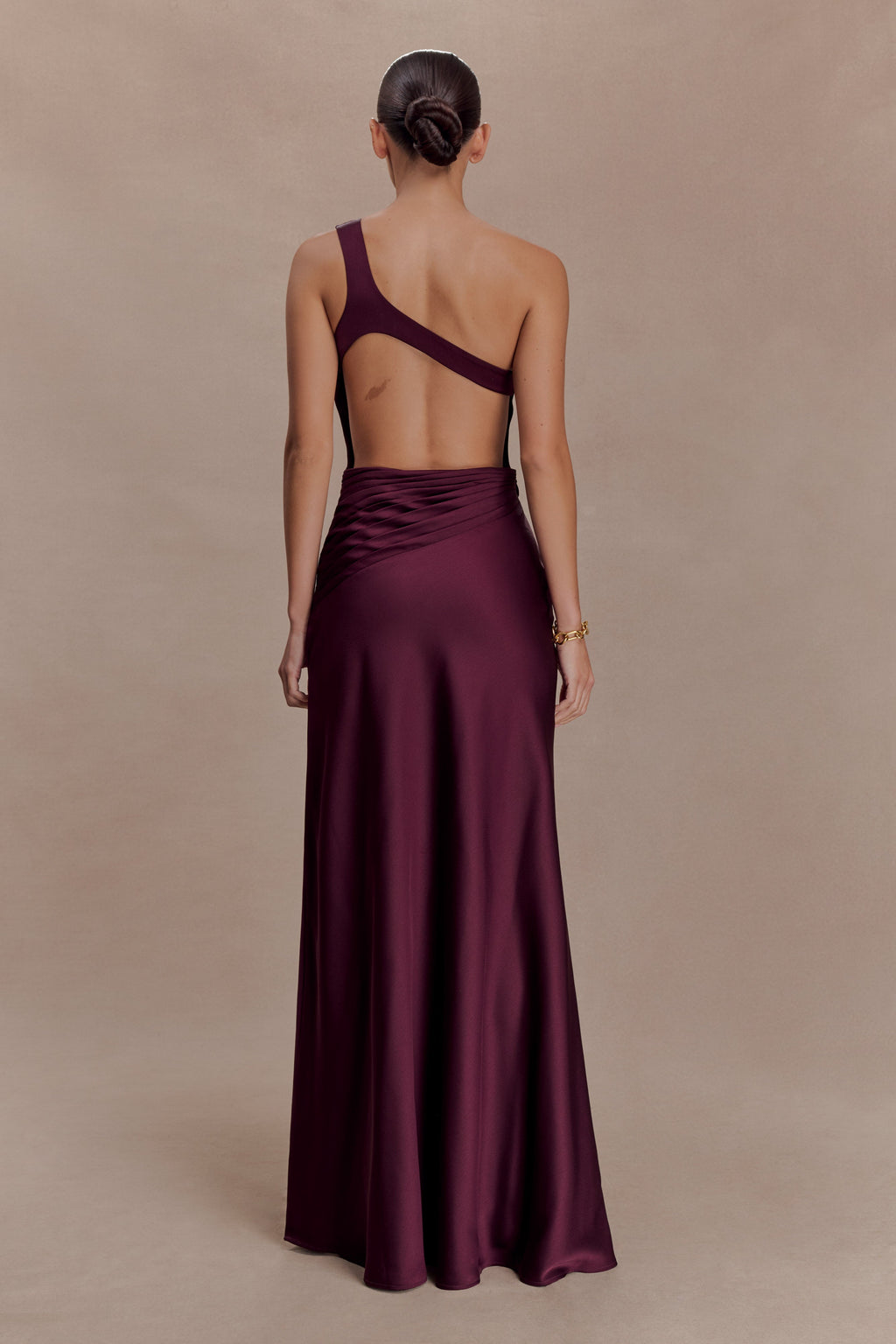 Lyla Asymmetrical Satin Maxi Dress