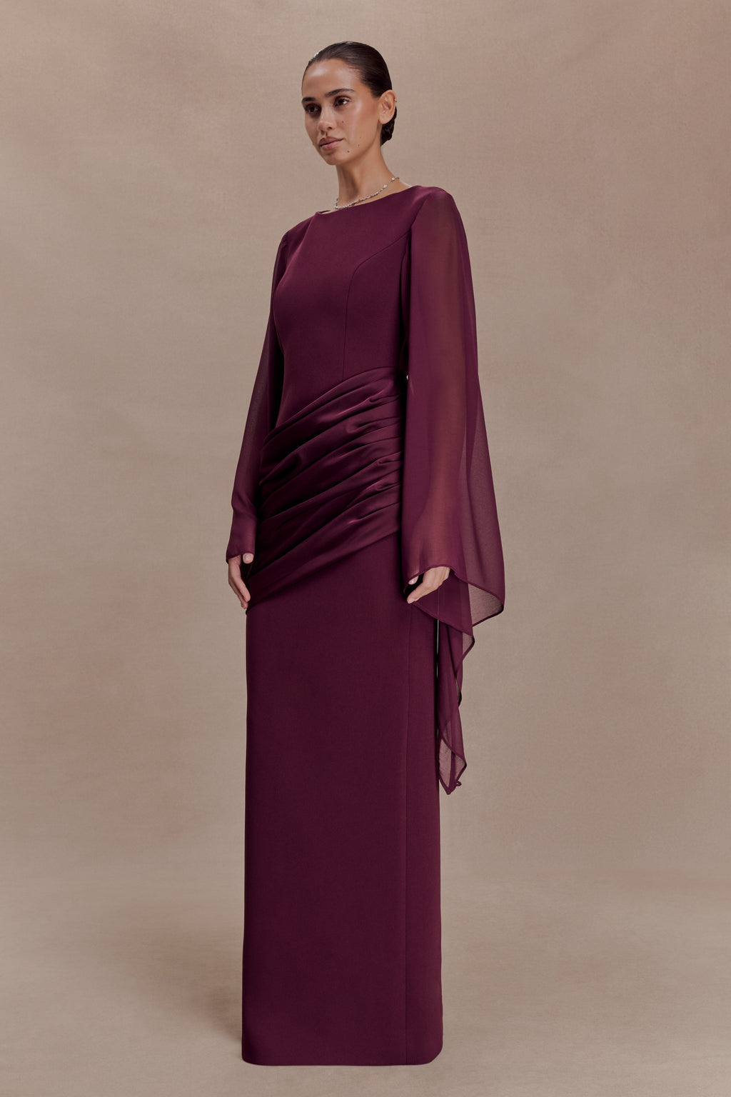 Samantha Waterfall Sleeves Maxi Dress