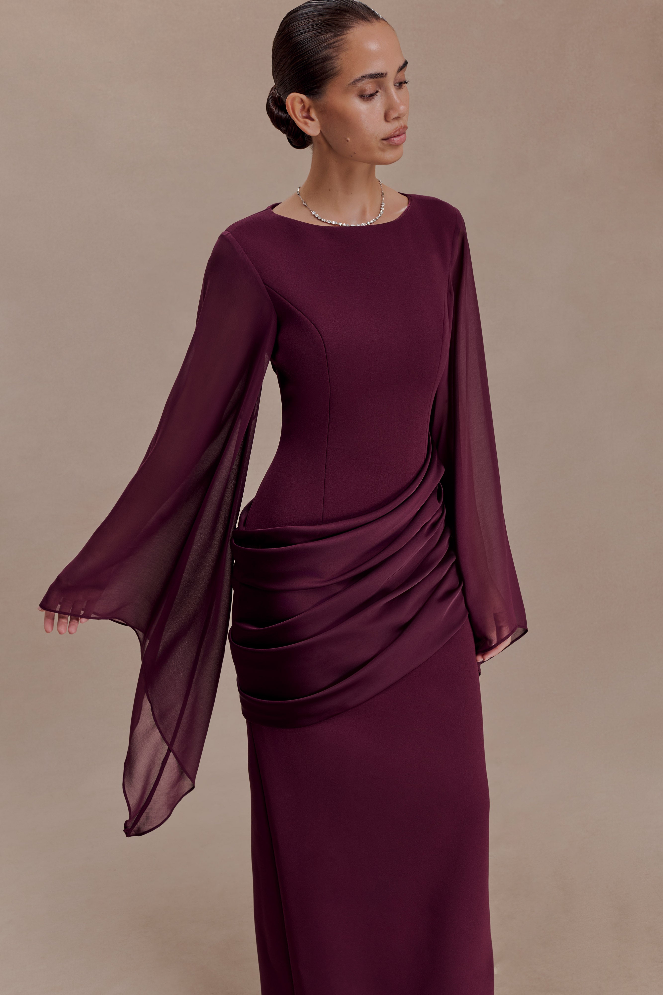 Samantha Waterfall Sleeves Maxi Dress