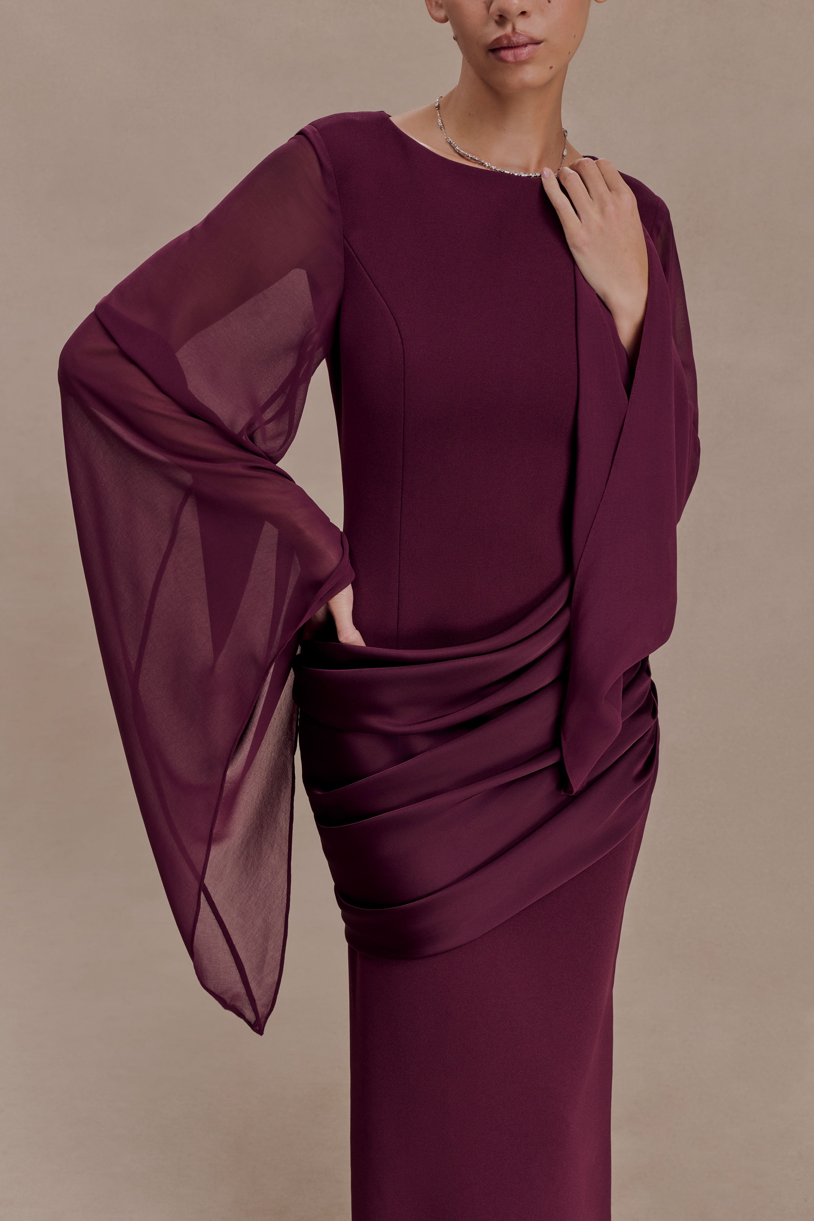 Samantha Waterfall Sleeves Maxi Dress