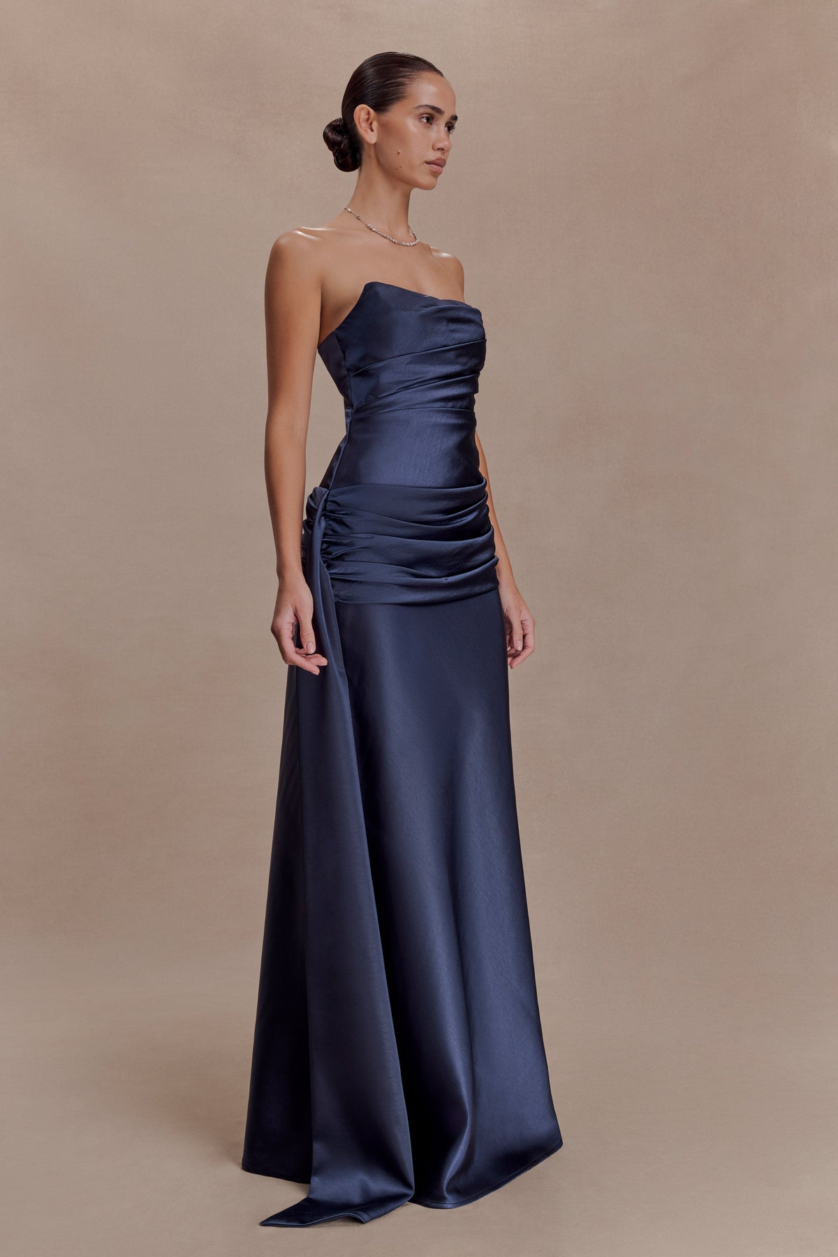 Sarah Strapless Maxi Dress With Waist Tie in Ice Blue – Chic&Drifts