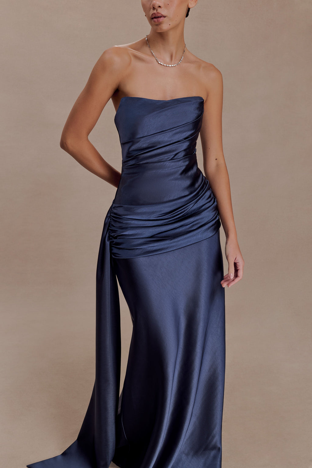 Sarah Strapless Maxi Dress With Waist Tie