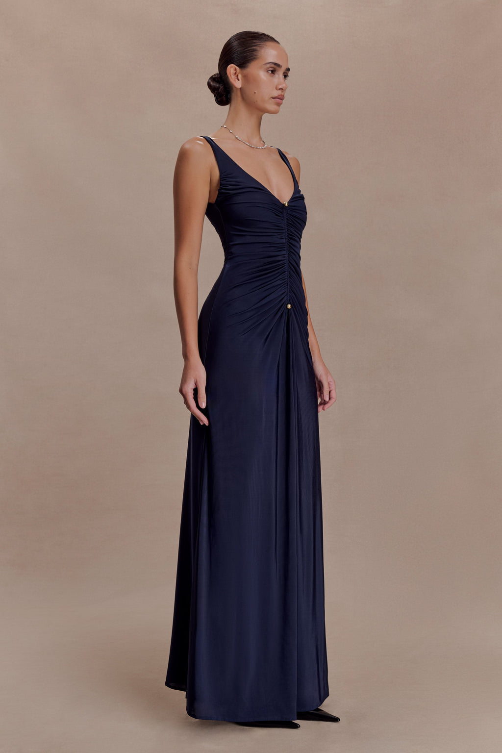 Perrie Slinky Ruched Maxi Dress