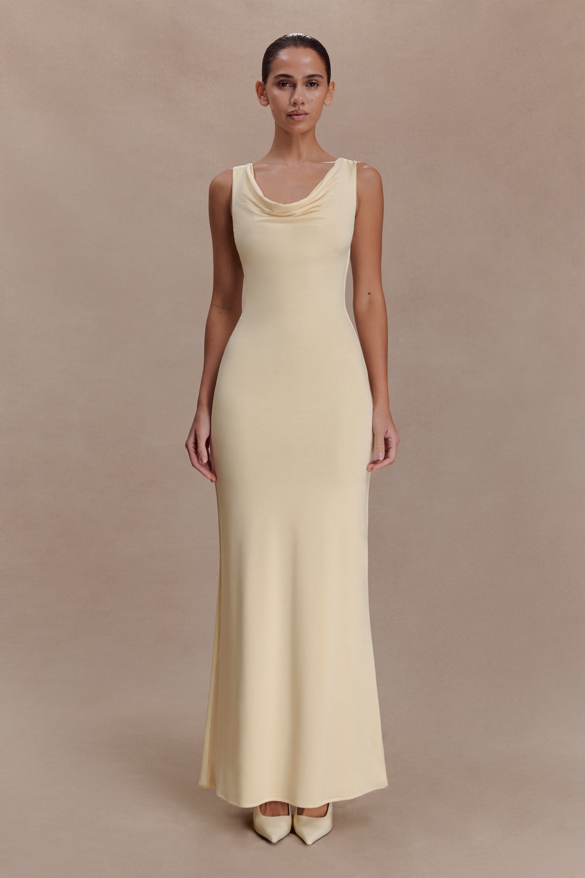 Marta Slinky Cowl Maxi Dress in Lemon – Chic&Drifts