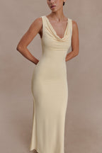 Marta Slinky Cowl Maxi Dress in Lemon – Chic&Drifts