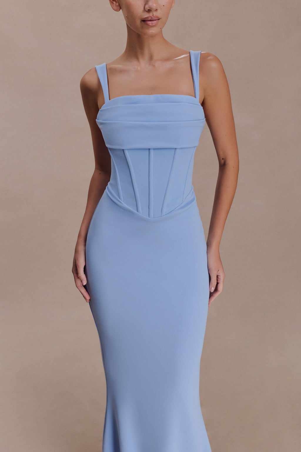 Luella Crepe Corset Maxi Dress in Cornflower Blue – Chic&Drifts