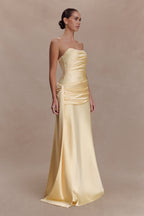 Sarah Strapless Maxi Dress With Waist Tie in Ice Blue – Chic&Drifts