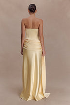 Sarah Strapless Maxi Dress With Waist Tie in Ice Blue – Chic&Drifts