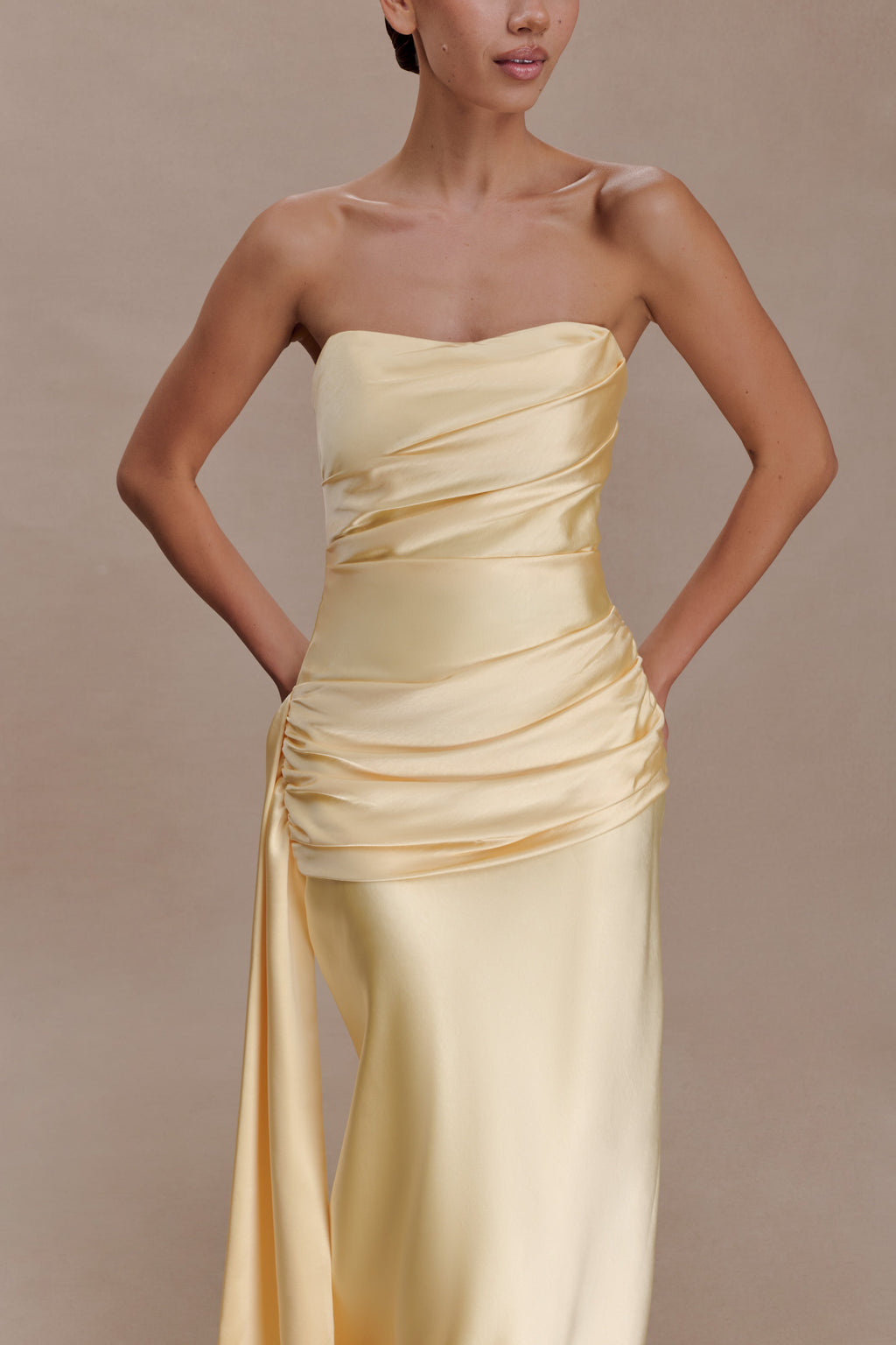 Sarah Strapless Maxi Dress With Waist Tie in Ice Blue – Chic&Drifts