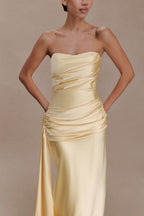 Sarah Strapless Maxi Dress With Waist Tie in Ice Blue – Chic&Drifts