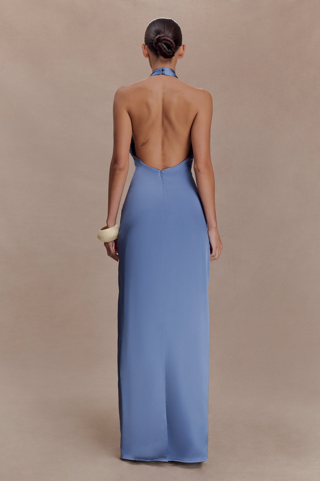 Jade Satin Halter Maxi Dress